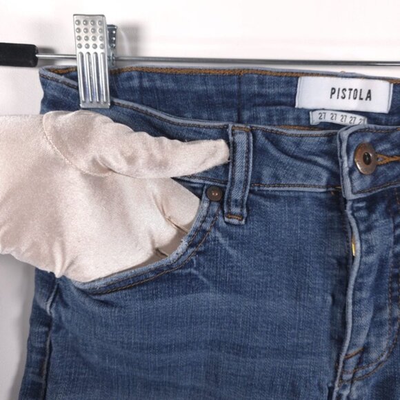 PISTOLA Cotton Rayon Blend Jeans Raw Hem P6738MTW-LMT Size 27 - Picture 7 of 12